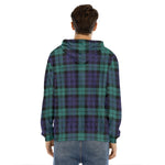 Black Watch Scottish Tartan Print Men's Velvet Pullover Hoodie