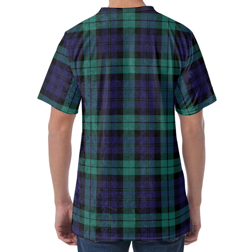 Black Watch Scottish Tartan Print Men's Velvet T-Shirt