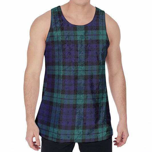 Black Watch Scottish Tartan Print Men's Velvet Tank Top