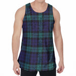 Black Watch Scottish Tartan Print Men's Velvet Tank Top