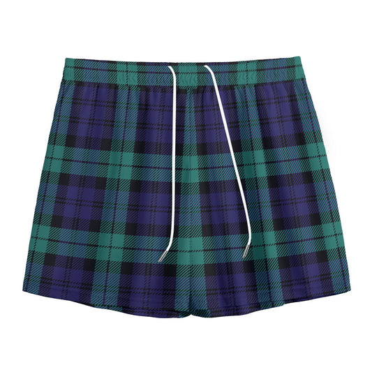 Black Watch Scottish Tartan Print Mesh Shorts