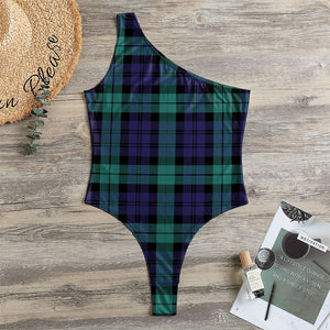 Black Watch Scottish Tartan Print One Shoulder Bodysuit