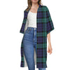 Black Watch Scottish Tartan Print Open Front Beach Cover Up