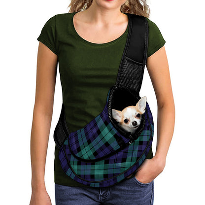 Black Watch Scottish Tartan Print Pet Sling Carrier