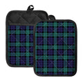 Black Watch Scottish Tartan Print Pot Holders With Pocket
