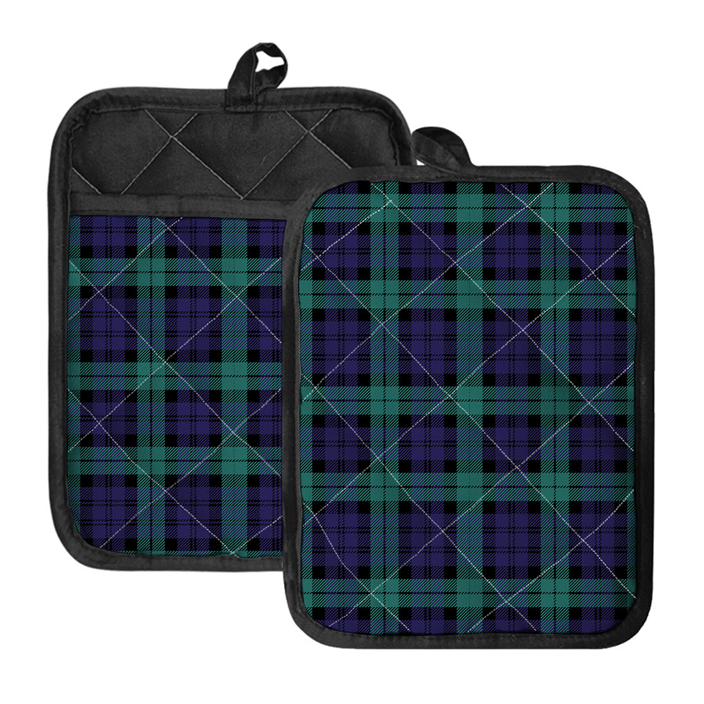 Black Watch Scottish Tartan Print Pot Holders With Pocket