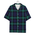 Black Watch Scottish Tartan Print Rayon Hawaiian Shirt