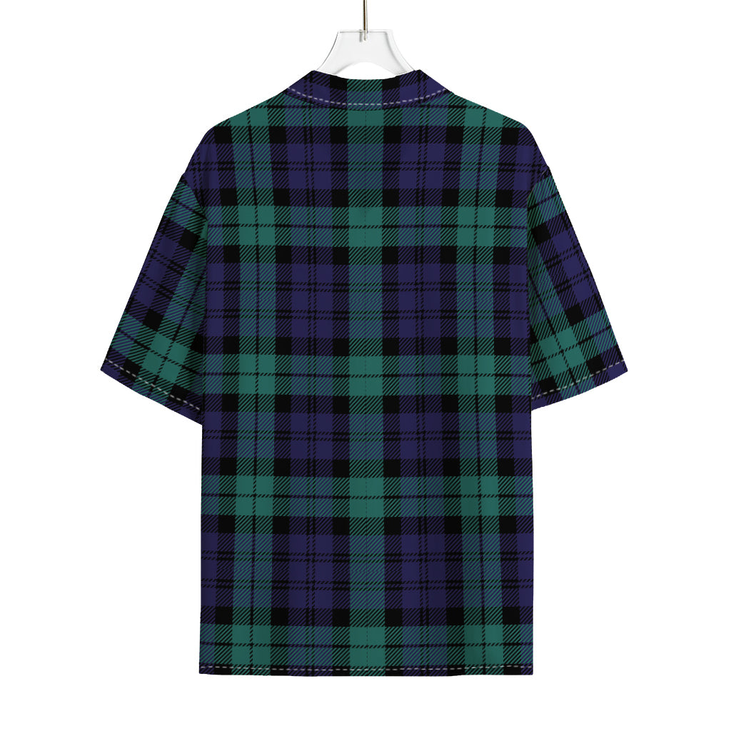 Black Watch Scottish Tartan Print Rayon Hawaiian Shirt