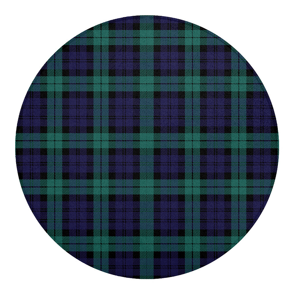 Black Watch Scottish Tartan Print Round Blanket