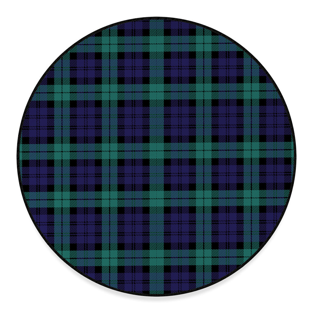 Black Watch Scottish Tartan Print Round Floor Mat