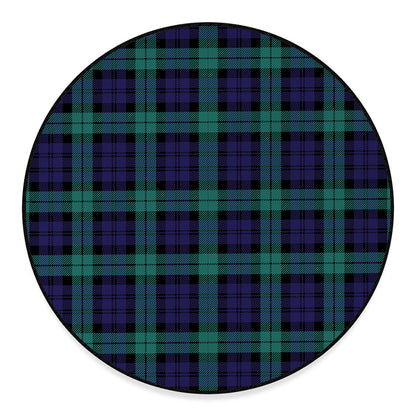 Black Watch Scottish Tartan Print Round Floor Mat
