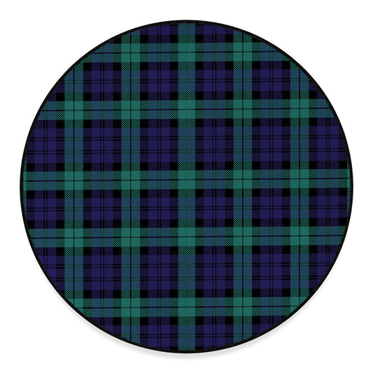 Black Watch Scottish Tartan Print Round Floor Mat