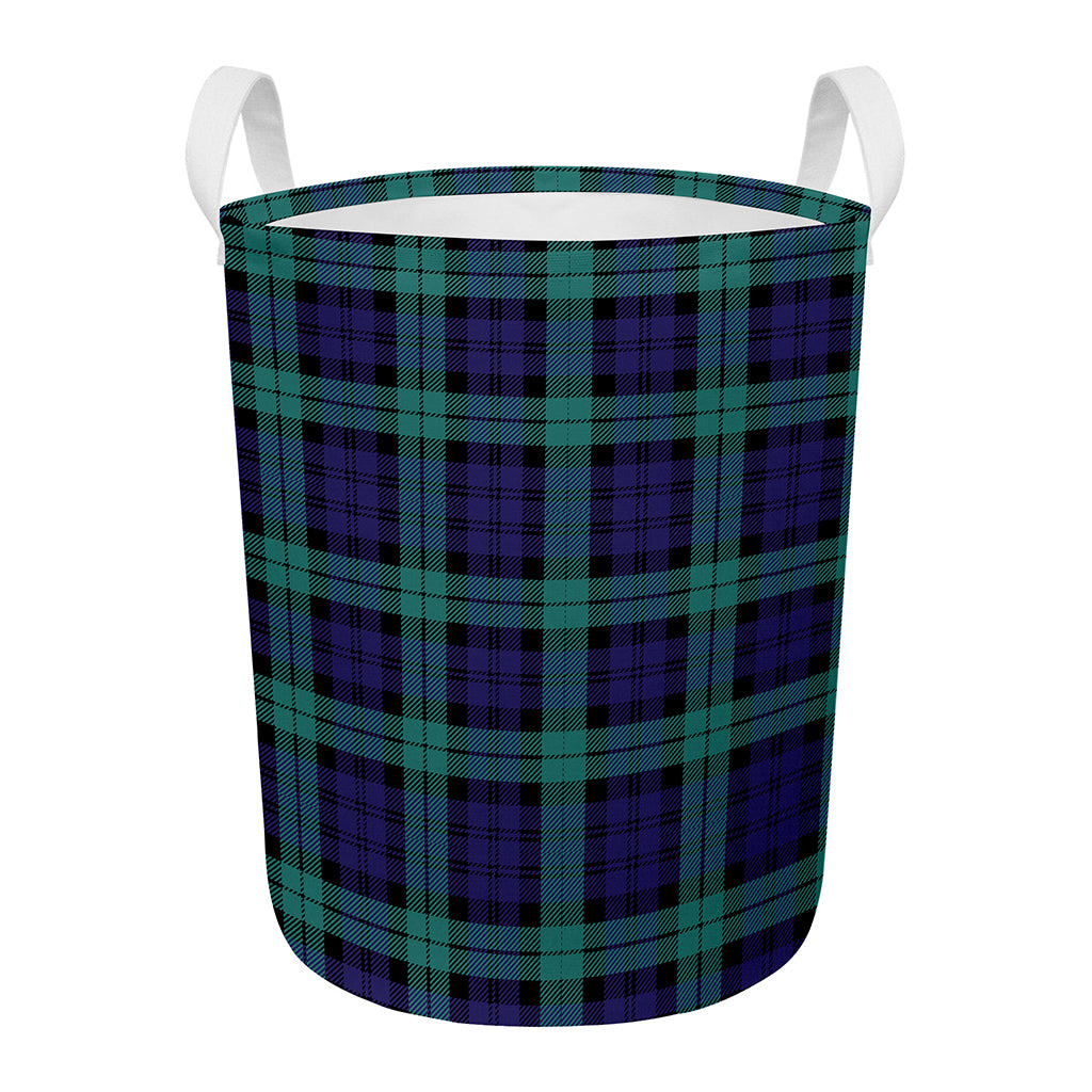 Black Watch Scottish Tartan Print Round Laundry Basket