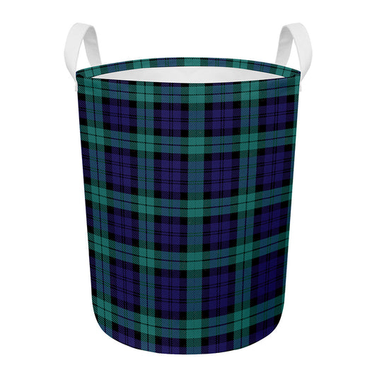 Black Watch Scottish Tartan Print Round Laundry Basket
