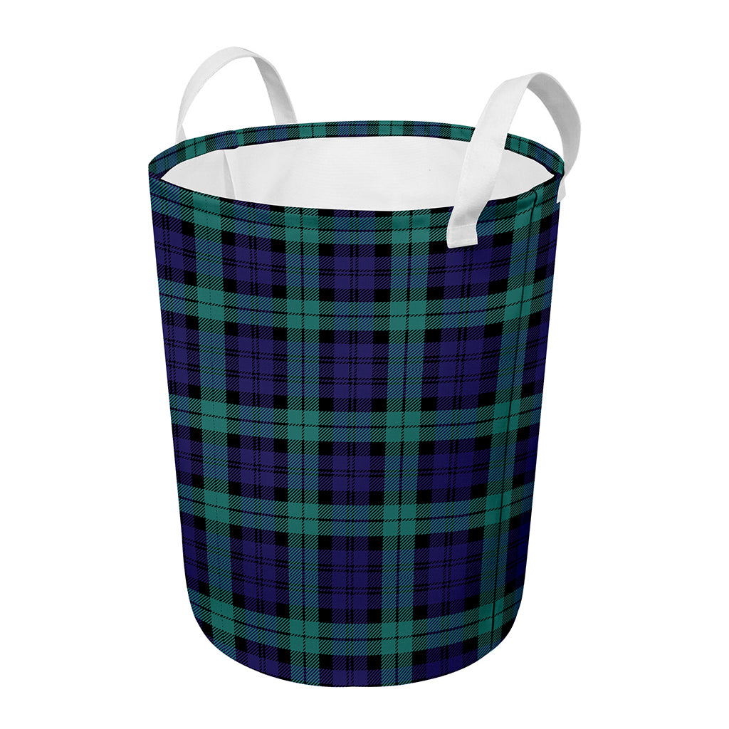 Black Watch Scottish Tartan Print Round Laundry Basket