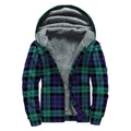 Black Watch Scottish Tartan Print Sherpa Lined Zip Up Hoodie