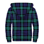 Black Watch Scottish Tartan Print Sherpa Lined Zip Up Hoodie