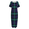 Black Watch Scottish Tartan Print Short Sleeve Long Nightdress