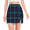 Black Watch Scottish Tartan Print Side Slit Mini Skirt