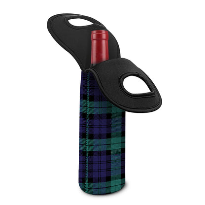 Black Watch Scottish Tartan Print Single Neoprene Wine Tote
