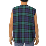 Black Watch Scottish Tartan Print Sleeveless Baseball Jersey