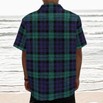 Black Watch Scottish Tartan Print Textured Short Sleeve Shirt