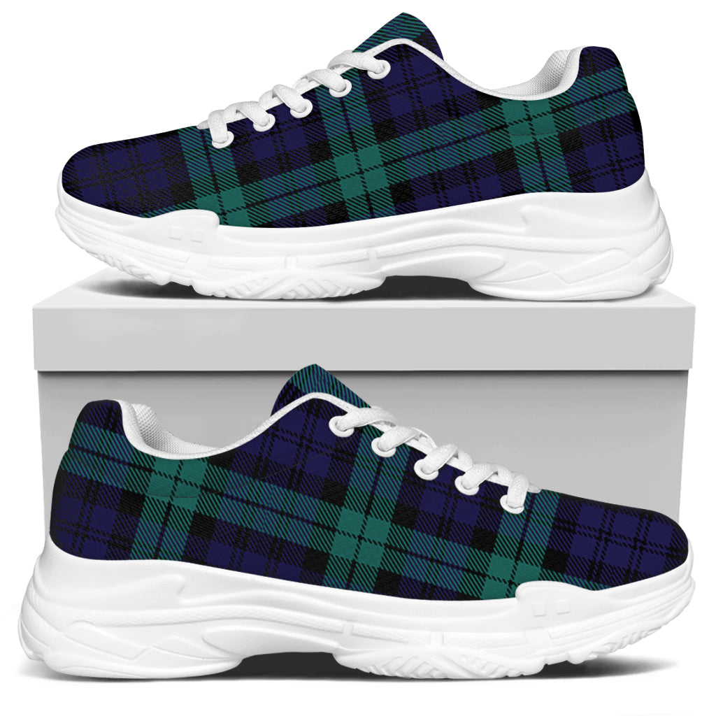 Black Watch Scottish Tartan Print White Chunky Shoes