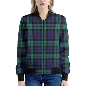 Black Watch Scottish Tartan Print Women's Bomber Jacket