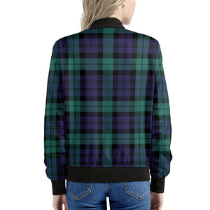 Black Watch Scottish Tartan Print Women's Bomber Jacket