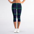 Black Watch Scottish Tartan Print Women's Capri Leggings