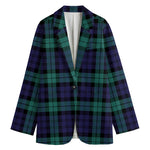 Black Watch Scottish Tartan Print Women's Cotton Blazer