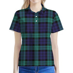 Black Watch Scottish Tartan Print Women's Polo Shirt