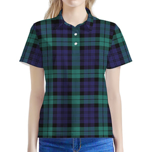 Black Watch Scottish Tartan Print Women's Polo Shirt