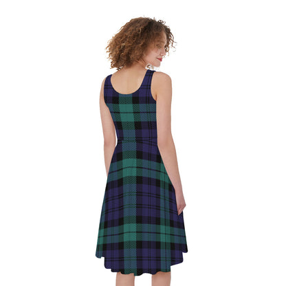 Black Watch Scottish Tartan Print Women's Sleeveless Dress