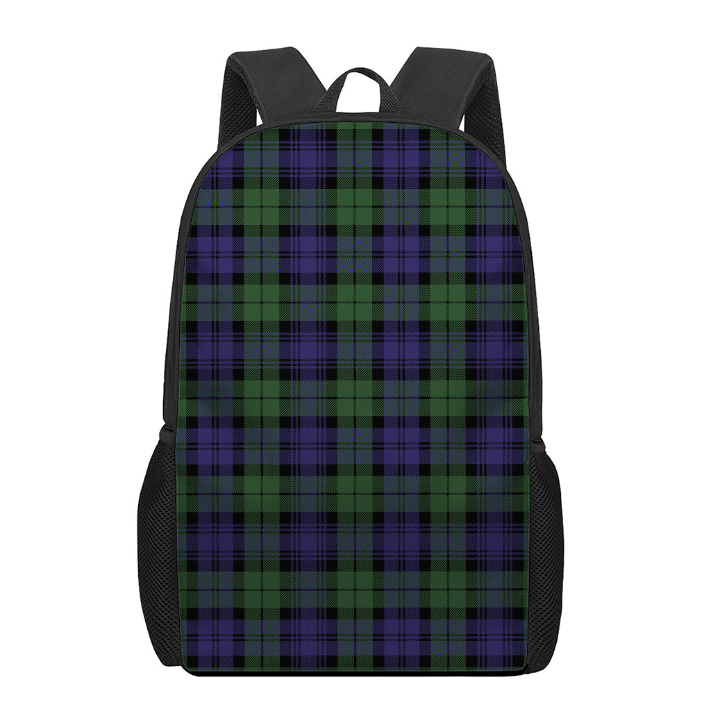 Black Watch Tartan Pattern Print 17 Inch Backpack