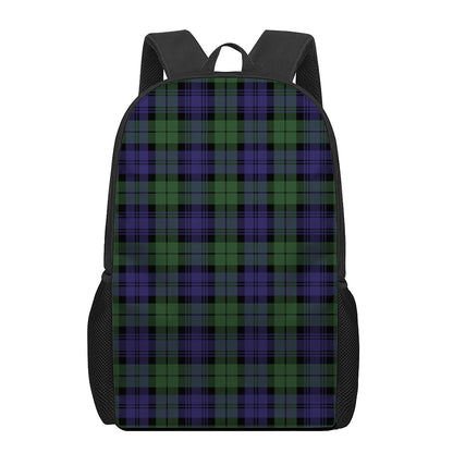 Black Watch Tartan Pattern Print 17 Inch Backpack