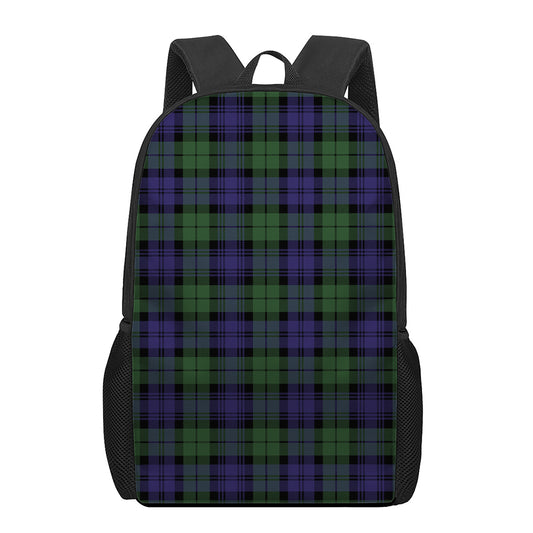 Black Watch Tartan Pattern Print 17 Inch Backpack