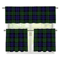 Black Watch Tartan Pattern Print 3 Piece Kitchen Curtains