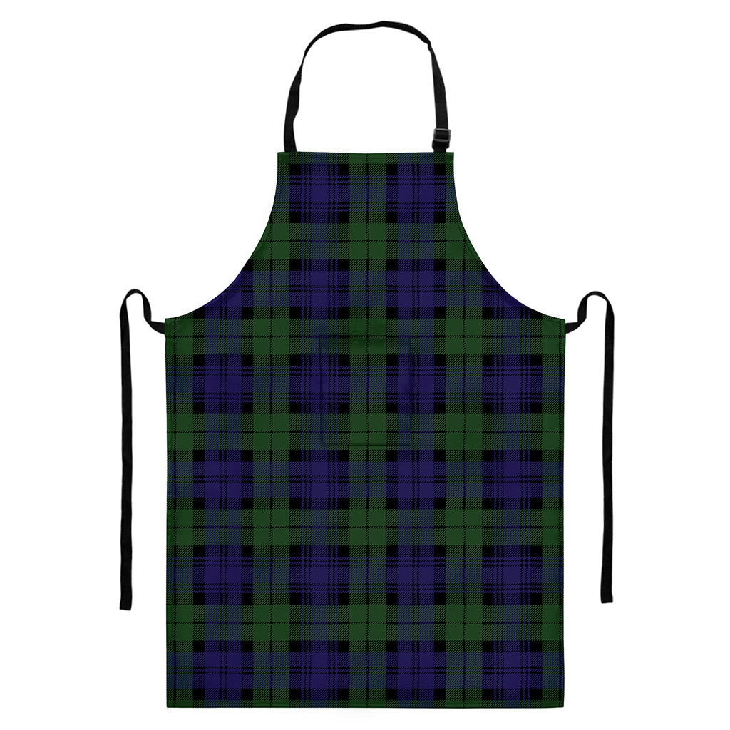 Black Watch Tartan Pattern Print Bib Apron With Pocket