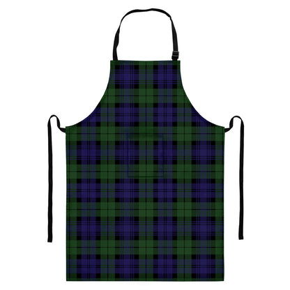 Black Watch Tartan Pattern Print Bib Apron With Pocket