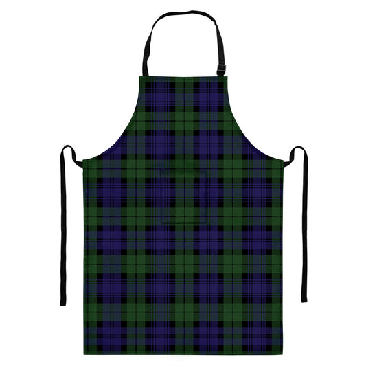 Black Watch Tartan Pattern Print Bib Apron With Pocket