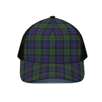 Black Watch Tartan Pattern Print Black Mesh Trucker Cap