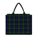 Black Watch Tartan Pattern Print Canvas Tote Bag