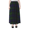 Black Watch Tartan Pattern Print Chiffon Maxi Skirt