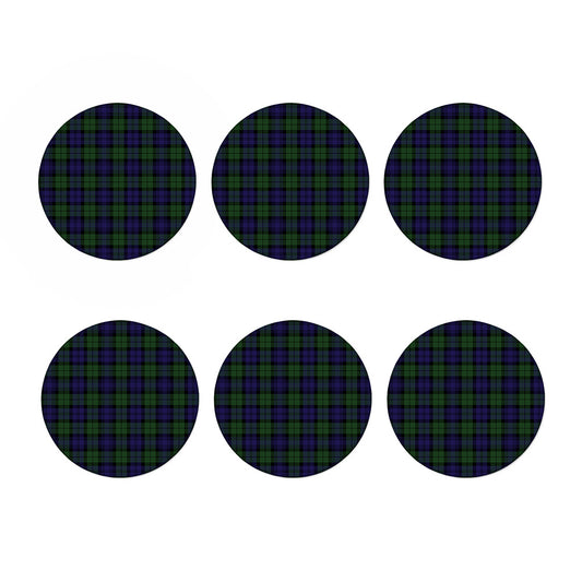 Black Watch Tartan Pattern Print Coaster Set