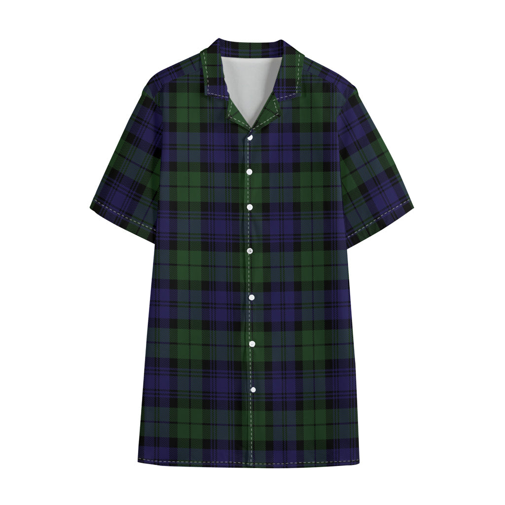 Black Watch Tartan Pattern Print Cotton Hawaiian Shirt