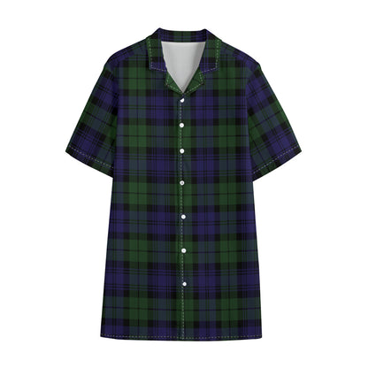 Black Watch Tartan Pattern Print Cotton Hawaiian Shirt