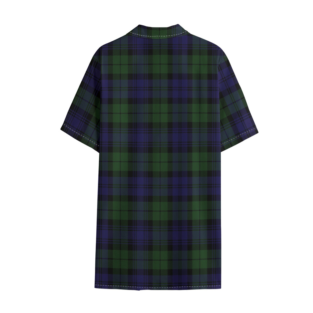 Black Watch Tartan Pattern Print Cotton Hawaiian Shirt