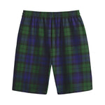 Black Watch Tartan Pattern Print Cotton Shorts