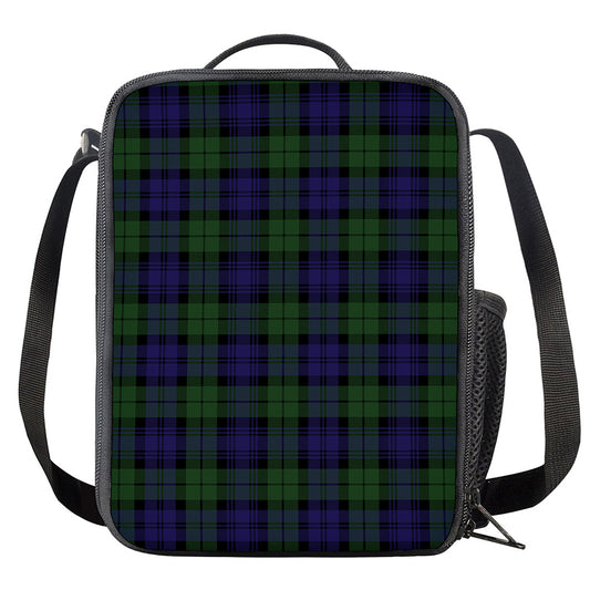 Black Watch Tartan Pattern Print Crossbody Lunch Bag